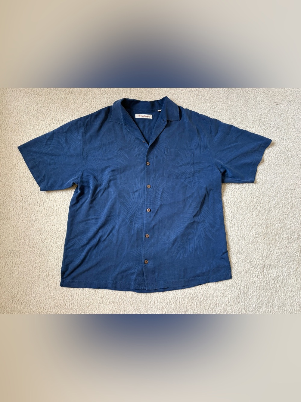 Tommy Bahama 100% silk camp tropical royal blue shirt sz XL resort vacation golf